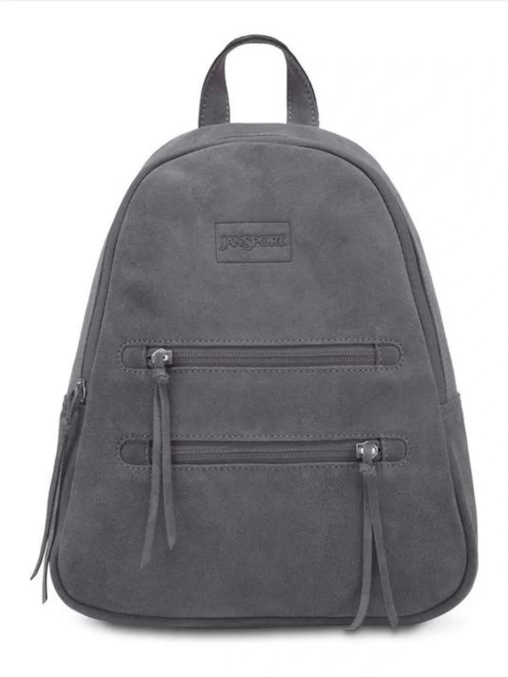 BNWOT JANSPORT HALF PINT MISTRAL GREY SUEDE LEATHER MINI BACKPACK